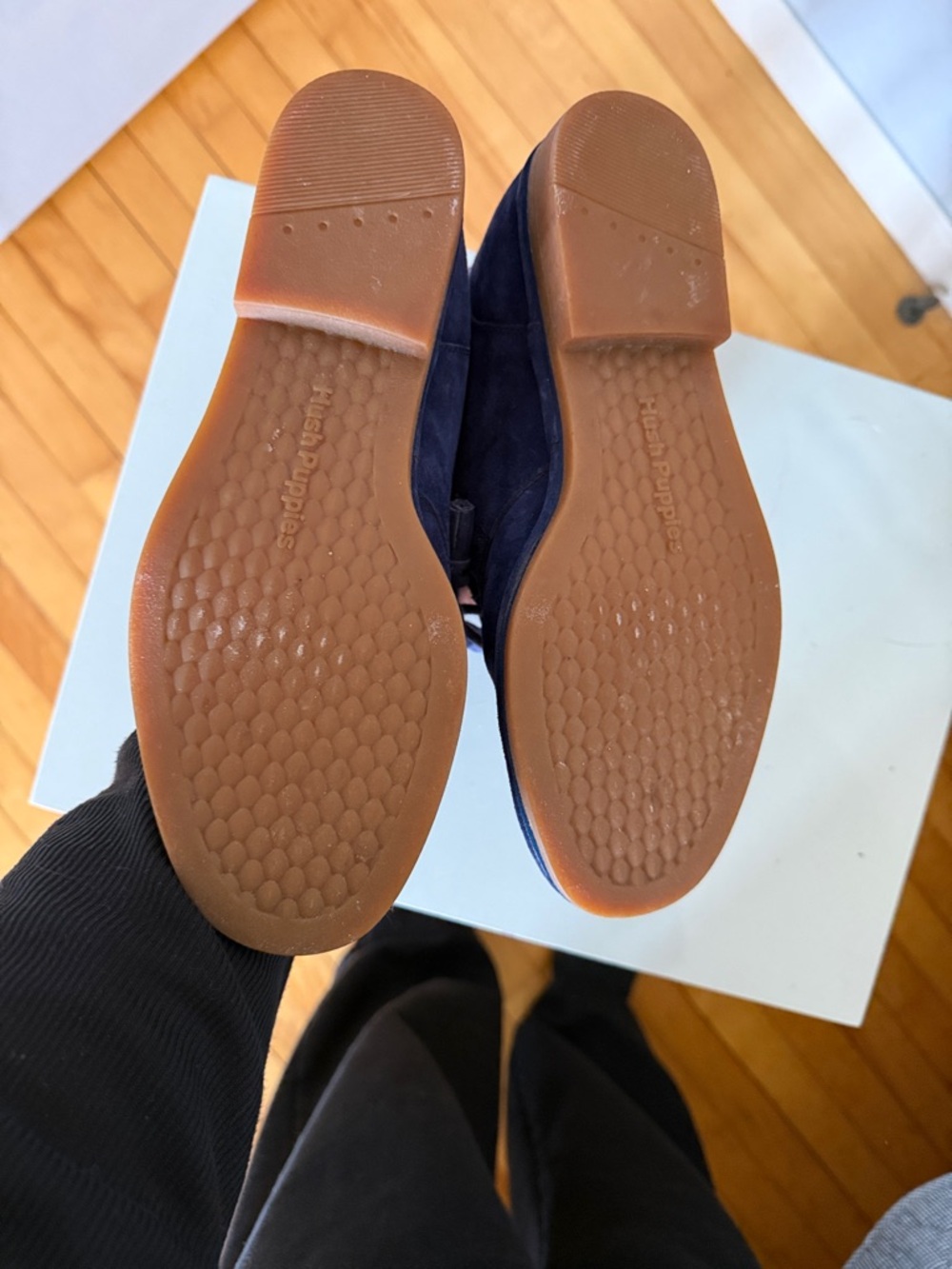 Navy Suede Hush Puppies Tassel Chukka Boots - Picture 4 of 8